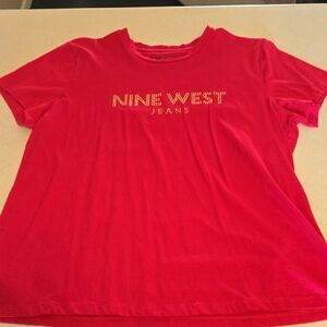 Nine West Red Short Sleeve Logo Tee